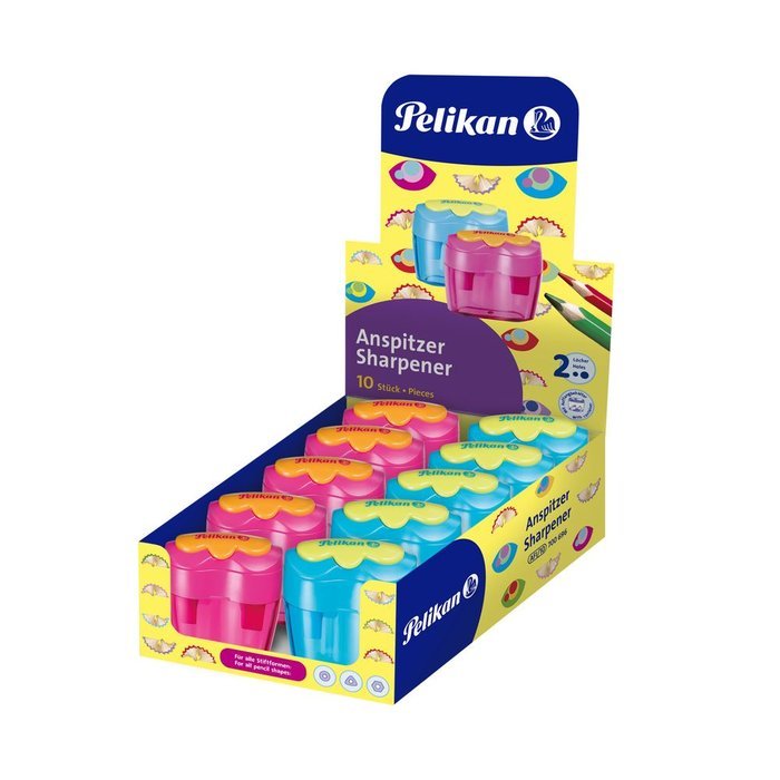 EXPOSITOR 10 AFILALAPIZ PELIKAN FLOR 2 COLORES SURTIDOS | 10 UNIDADES | (PELIKAN, S,A,)