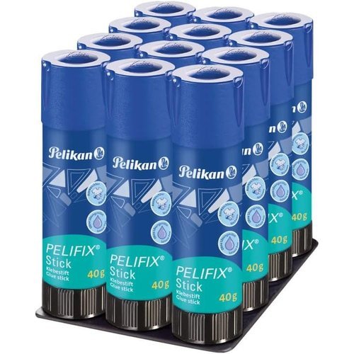 Pegamento en barra Pelifix 40g pack 12 unidades, ideal para papel y manualidades