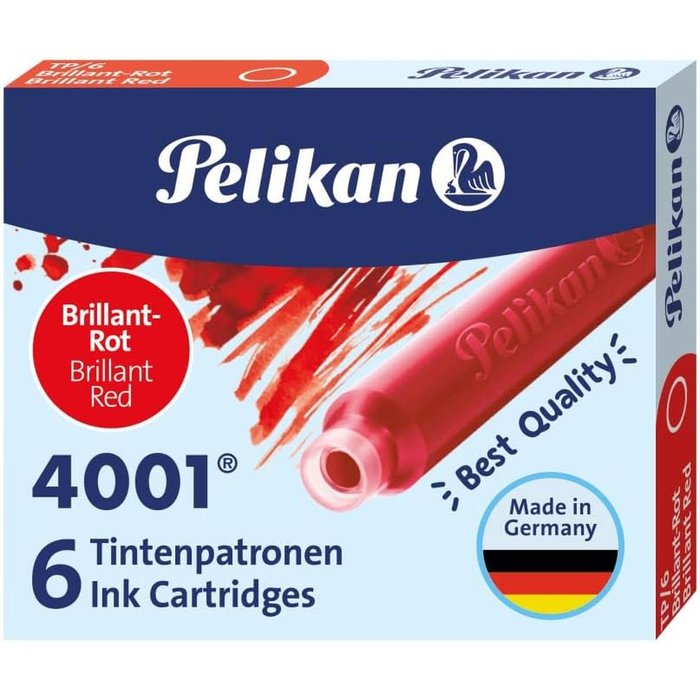 CARTUCHO TINTA PELIKAN 4001 TP6 ROJO | 10 UNIDADES | (PELIKAN, S,A,)
