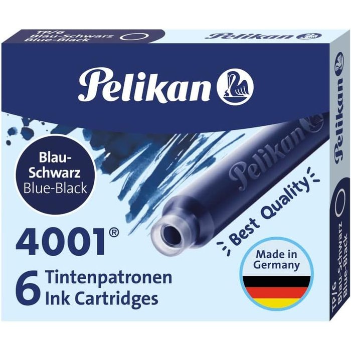 CARTUCHO TINTA PELIKAN 4001 TP6 AZUL NEGRO | 10 UNIDADES | (PELIKAN, S,A,)