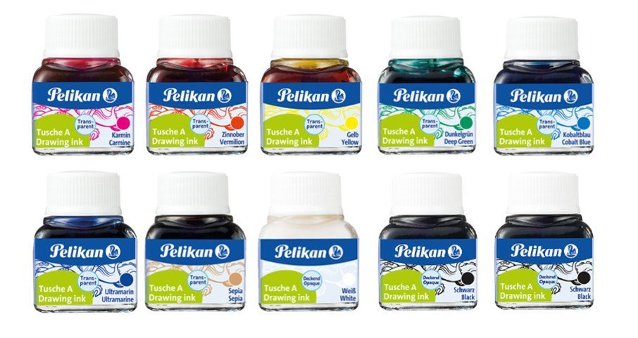 TINTA CHINA PELIKAN 523 10ML Nº 10 COLORES SURTIDOS | 10 UNIDADES | (PELIKAN, S,A,)