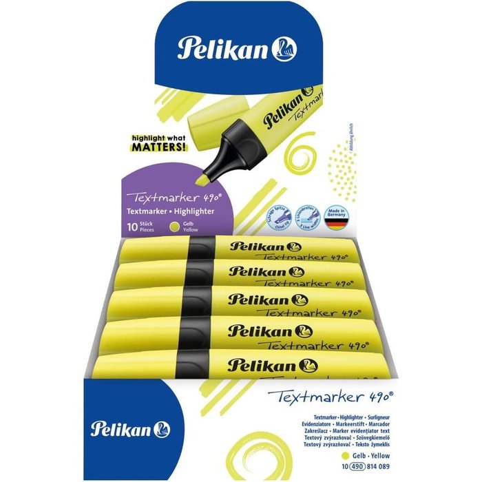 Marcador Pelikan 490 Amarillo Fluor | Pelikan, S,A, | Pack 10 Unidades Imagen principal del producto