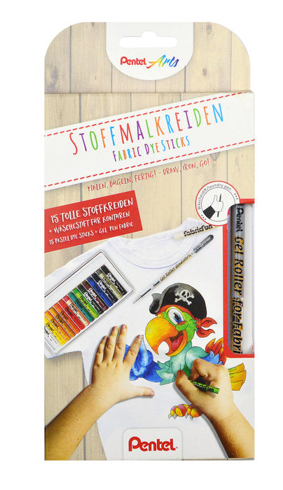 SET FABRIC FUN 15 CERAS TEXTILES + 1 ROTULADOR TEXTIL, | 1 UNIDADES | (PENTEL) Imagen principal del producto