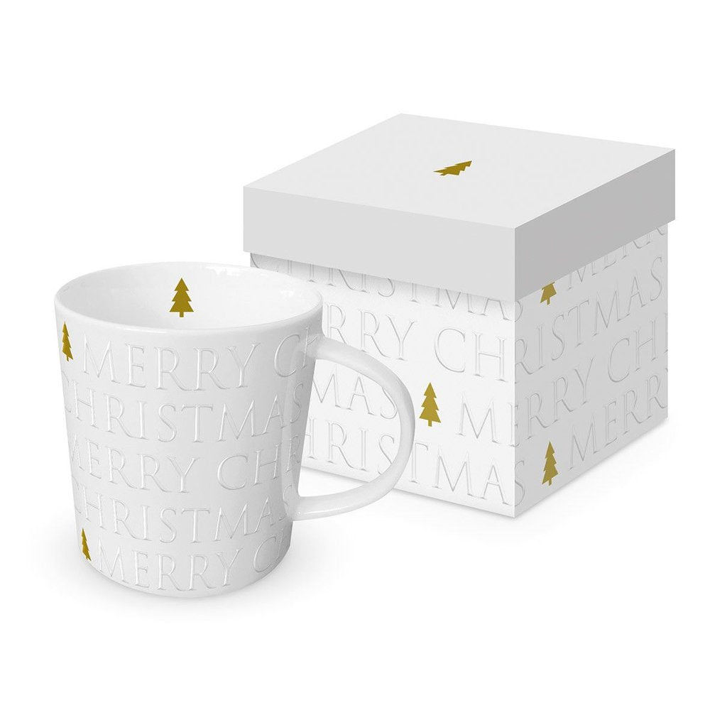 Taza Relieve Christmas Blanca PPD con Caja Regalo
