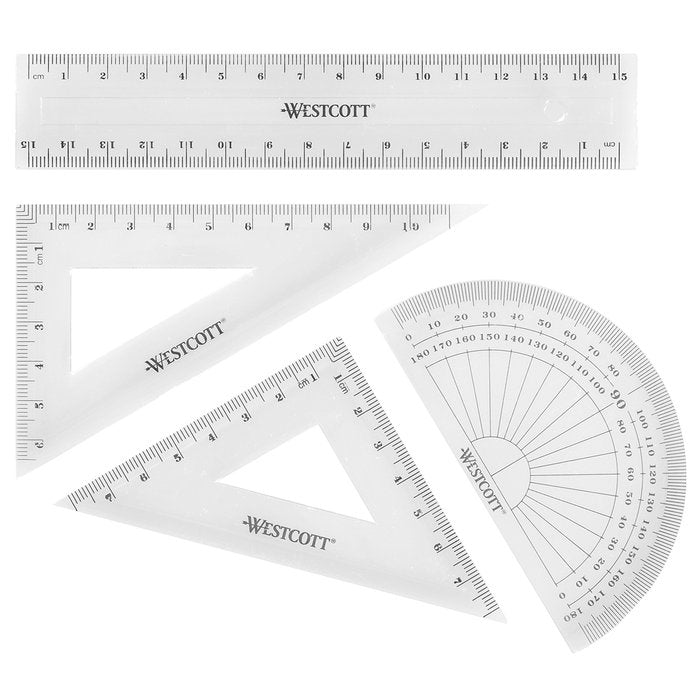 Set dibujo 4 piezas Grafoplas - Regla, escuadra, cartabón (Pack 12 uds) Imagen principal del producto