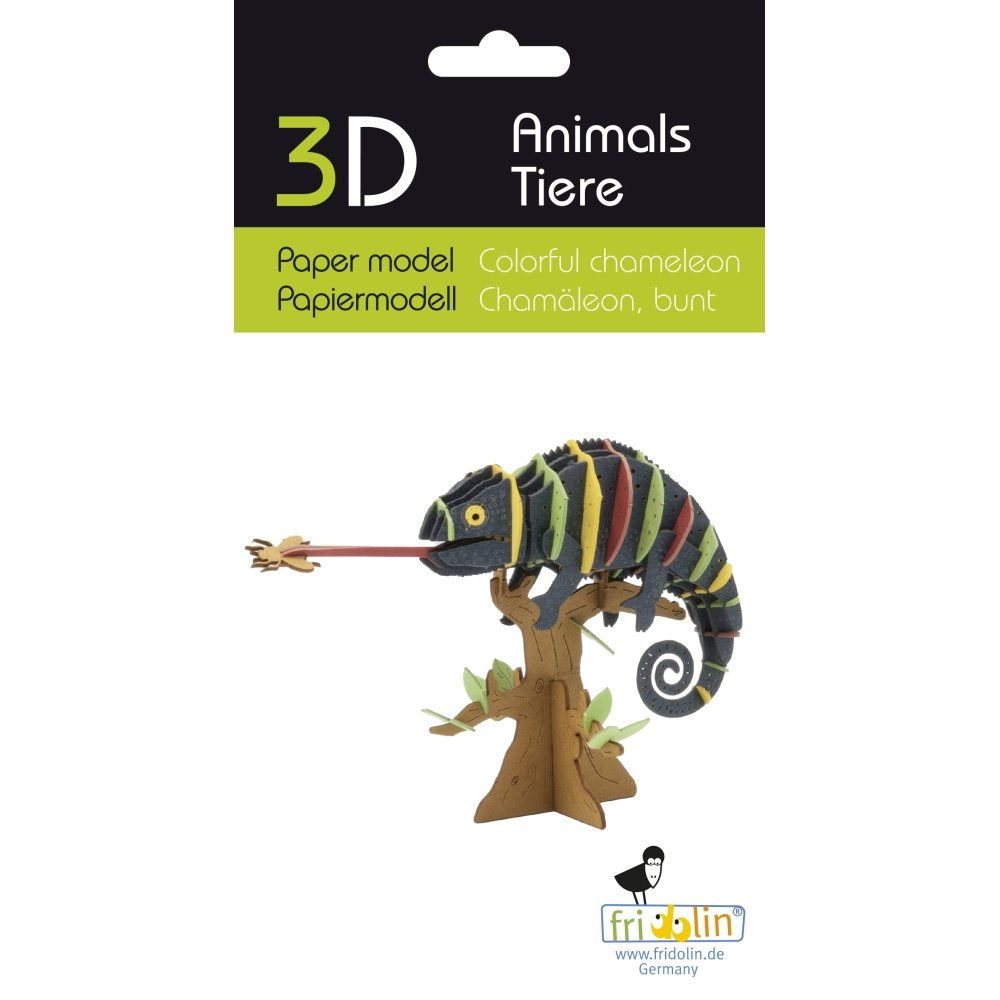Maqueta Cartón 3D Camaleón de Colores Fridolin Maquetas