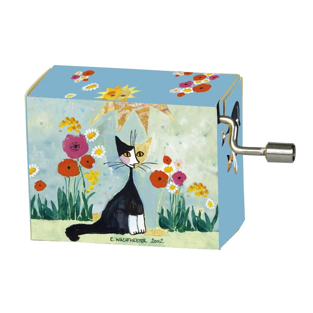 Caja de Música Feliz Cumpleaños Wachtm Gatos y Flores Marca Fridolin Arte Imagen principal del producto