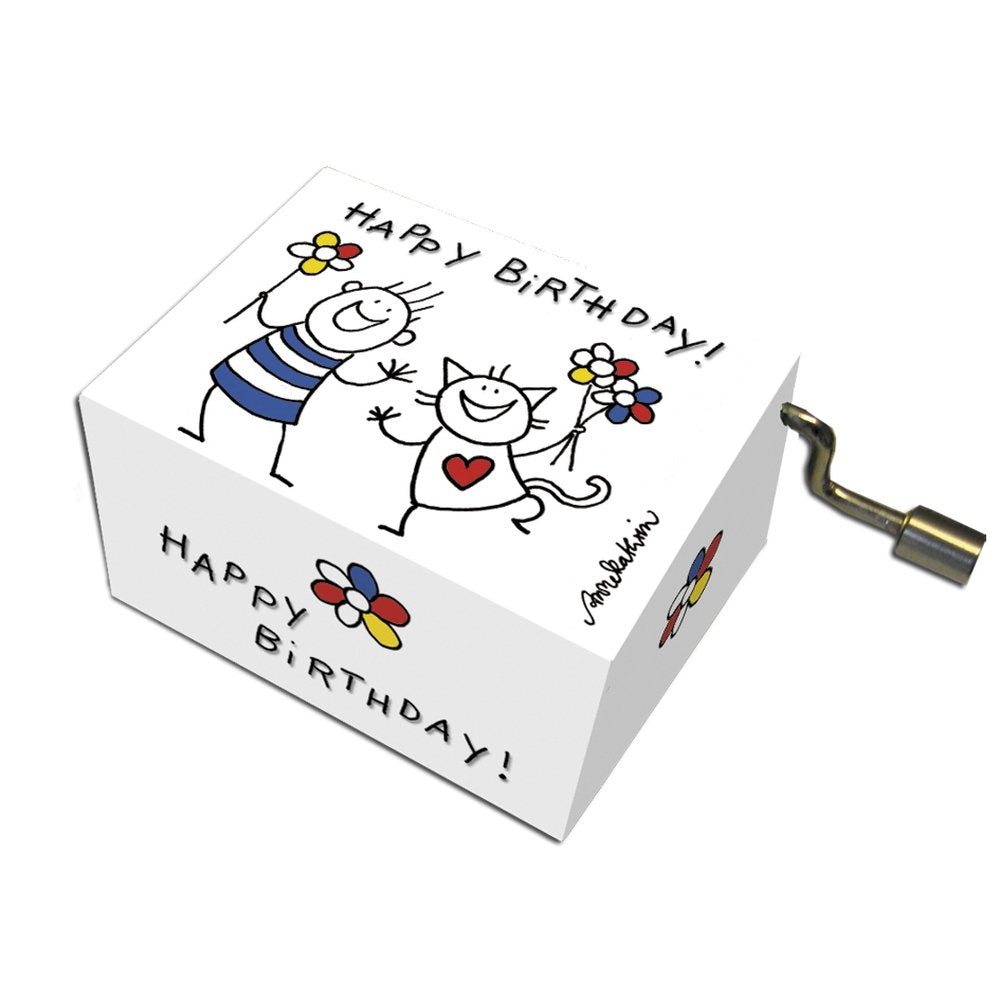 Caja de Música Feliz Cumpleaños Gato y Niño Fridolin Arte