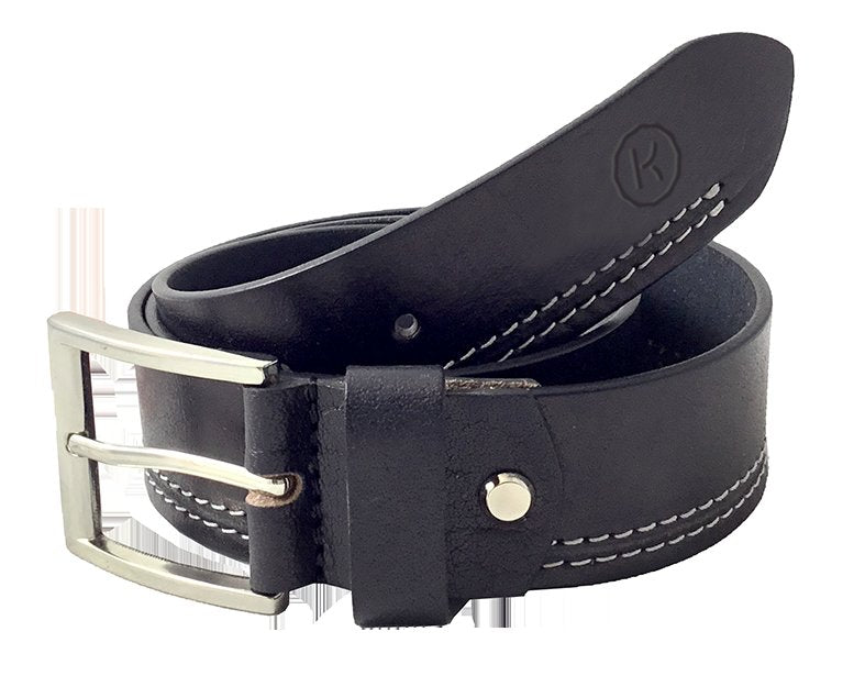 Cinturón Piel Hombre Kronos Pespunte Blanco Negro Talla 105 Marca Travel Fantasy Kronnos