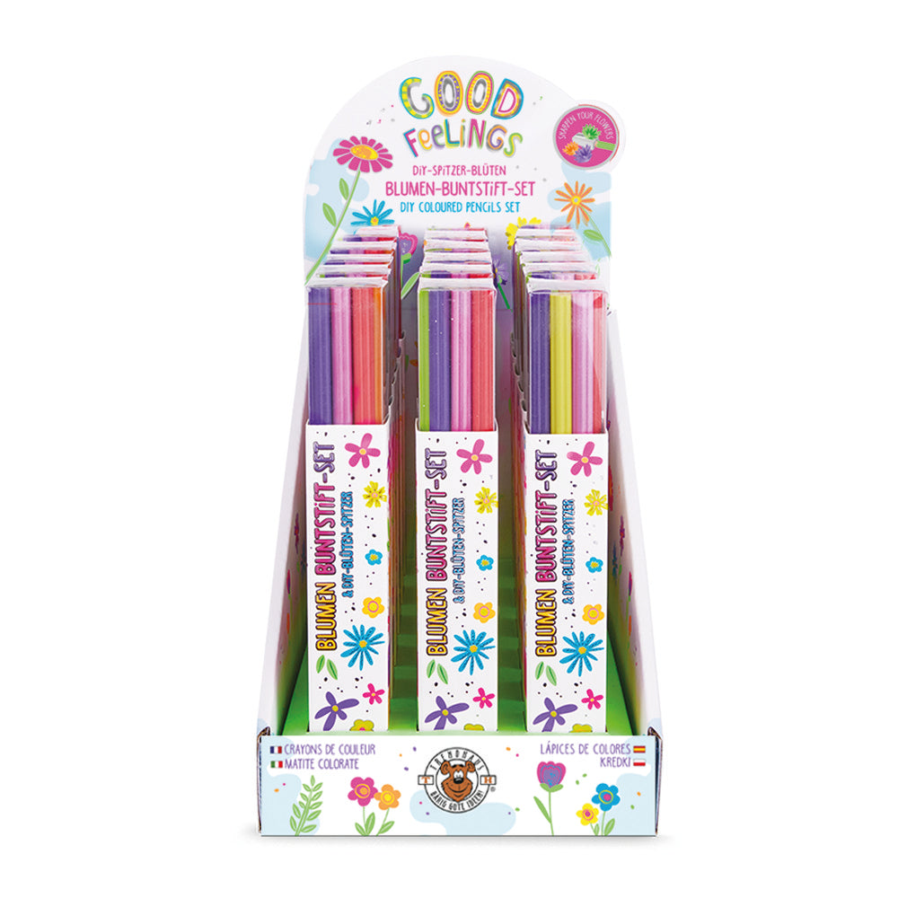 Expositor 18 Sets 9 Lápices de Colores con Forma de Flor TRENDHAUS