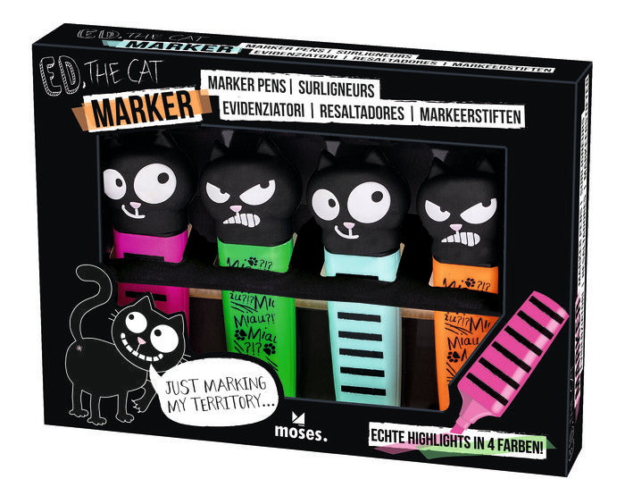 Set 4 Marcadores Surtidos Ed the Cat Moses