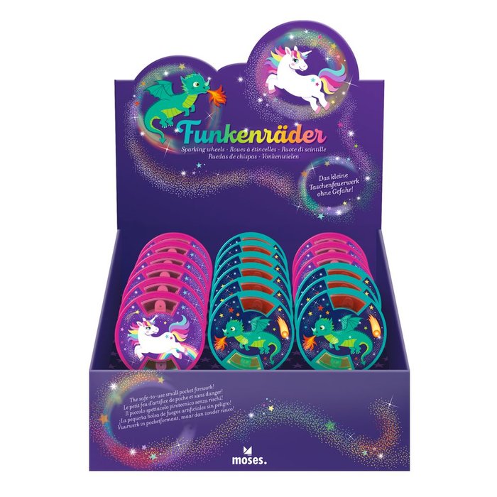 EXPOSITOR 18 RUEDAS DE CHISPA UNICORNIO Y DRAGON SURTIDAS | MOSES | 1 UNIDAD | 4033477382269
