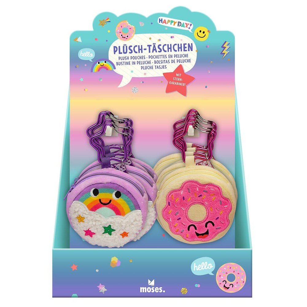 Expositor 8 Monederos Happy Donuts con Mosquetón MOSES