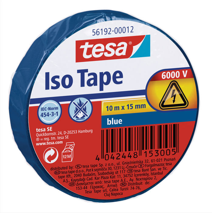 Cinta Aislante 10x15 Azul Marca Tesa Pack 10 unidades Imagen principal del producto