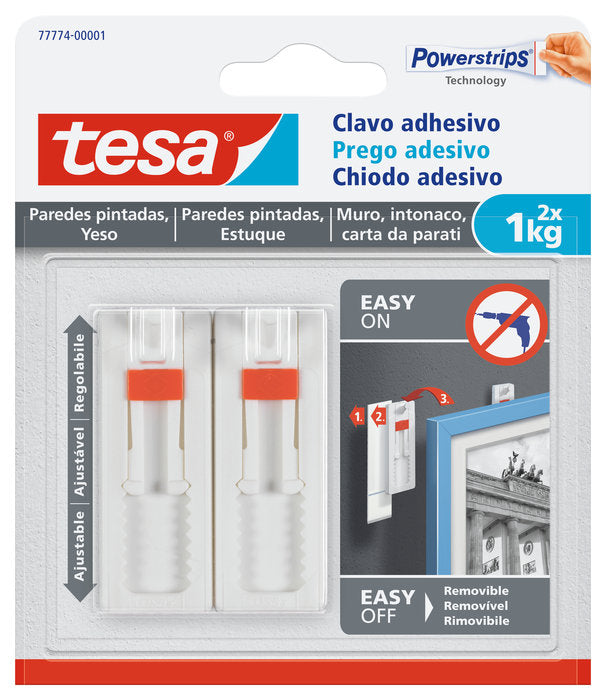 Pack de 2 Clavos Adhesivos Ajustables para Pared Tesa Tape Imagen principal del producto