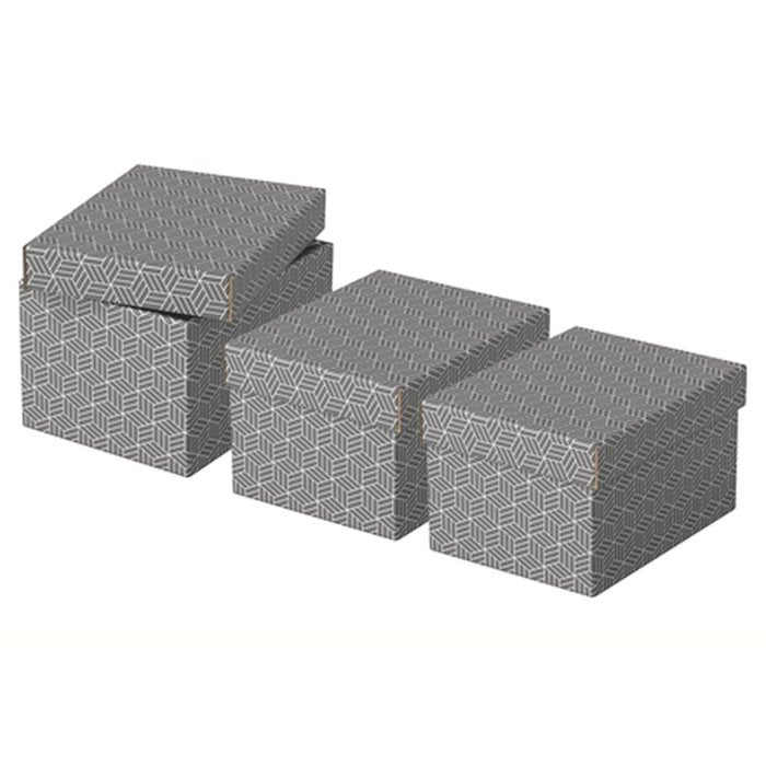 PACK 3 CAJAS CARTON DECORATIVA GRIS 255X200X150MM | LEITZ | 1 UNIDAD | 4049793072265