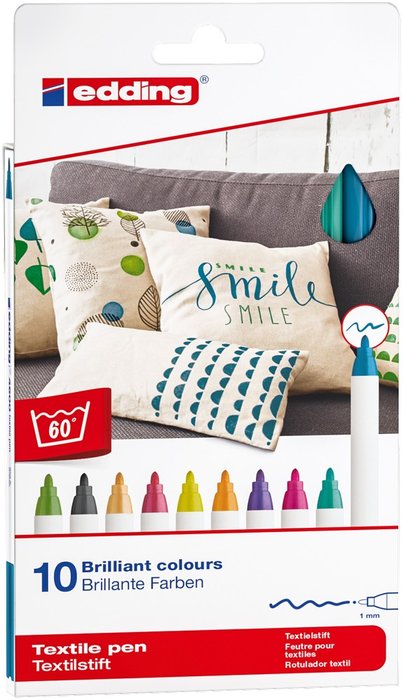 Rotulador Textil 4600 Edding Estuche 10 Colores Surtidos | Edding | Pack 1 Unidades Imagen principal del producto