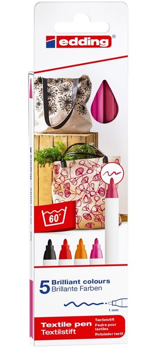 Rotulador Textil 4600 Edding Estuche 5 Colores Calidos | Edding | Pack 1 Unidades Imagen principal del producto