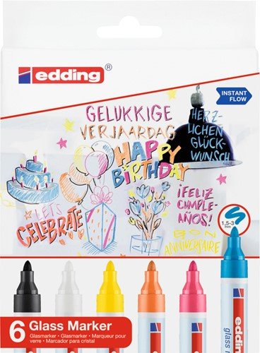 Marcador Edding 95 Para Vidrio 6 Colores Basicos | Edding | Pack 1 Unidades Imagen principal del producto