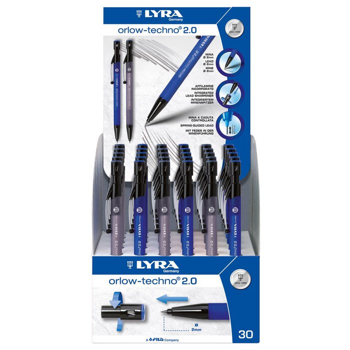 EXPOSITOR 30 PORTAMINAS LYRA ORLOW TECHNO 2MM | 30 UNIDADES | (LYRA)