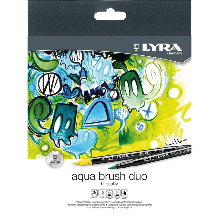 Rotulador Lyra Aqua Brush Duo 12 Colores Surtidos | Lyra | Pack 1 Unidades