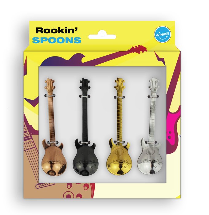SET DE 4 CUCHARITAS DE CAFE CON FORMA DE GUITARRA | WINKEE | 1 UNIDAD | 4260348478831
