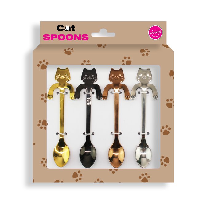 SET DE 4 CUCHARITAS DE CAFE CON FORMA DE GATITO | WINKEE | 1 UNIDAD | 4260348478848
