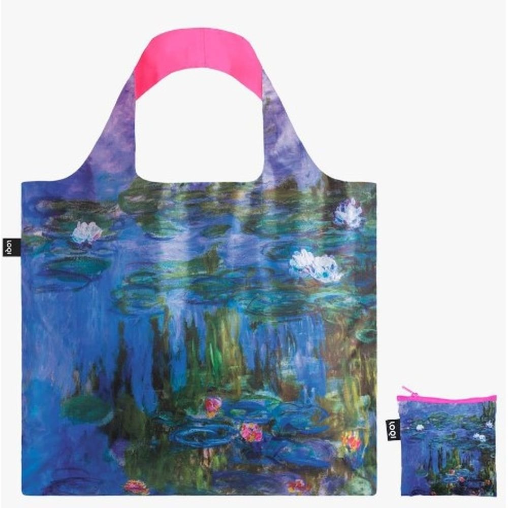 BOLSA PLEGABLE LOQI CLAUDE MONET WATER LILLIES NEON PINK | LOQI Imagen principal del producto