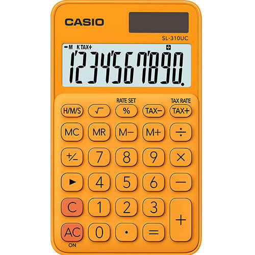 CALCULADORA DE BOLSILLO SL-310UC NARANJA | 1 UNIDADES | (CASIO)