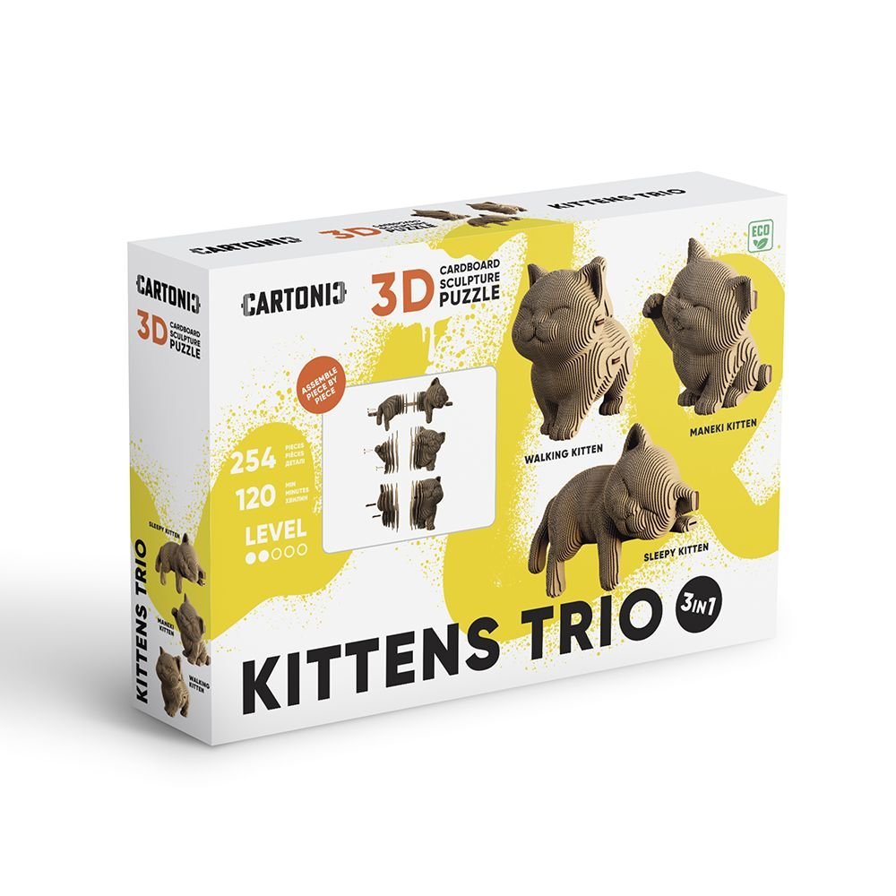 Maqueta Carton Trio Gatos CARTONIC
