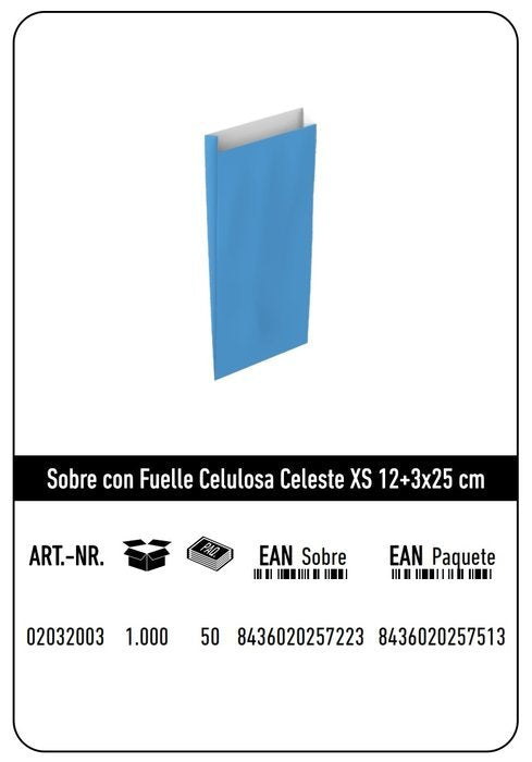 Sobre Celulosa Plata 12+3x25 Paquete ANDINA Imagen principal del producto