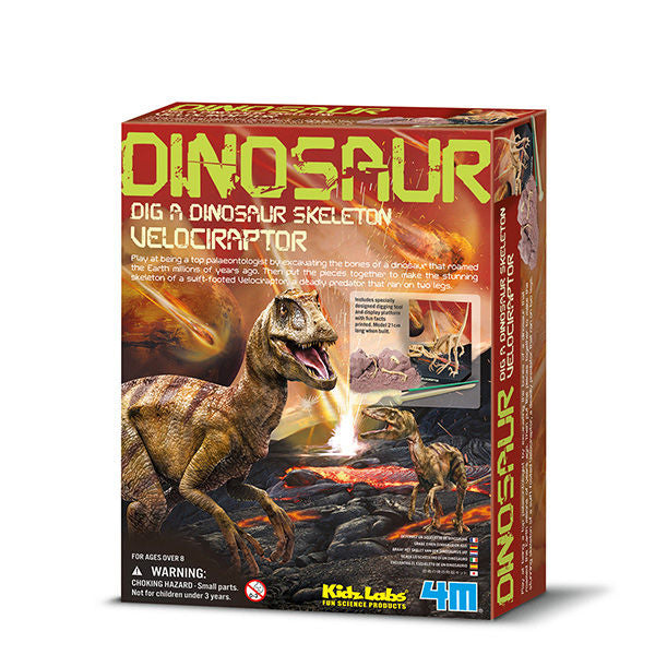 JUEGO 4M KIDZ LABS DIG A VELOCIRAPTOR SKELETON | 4M | 1 UNIDAD | 4893156132345