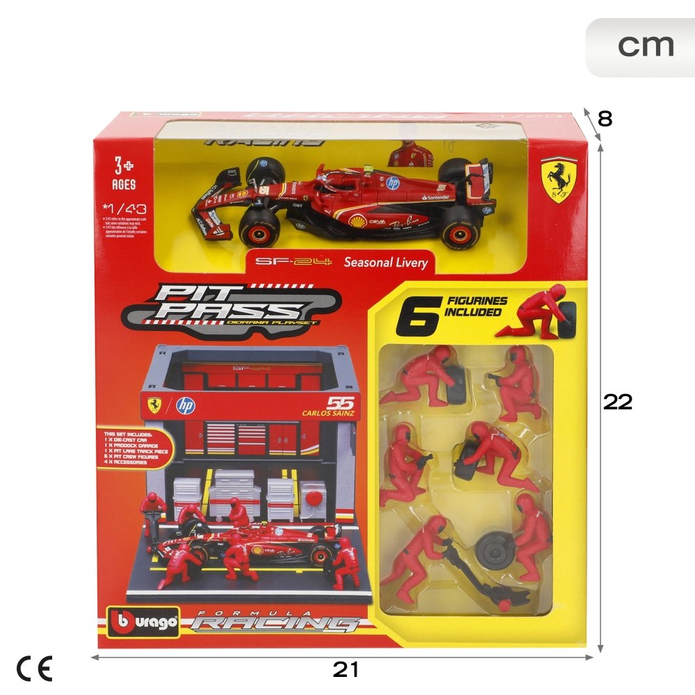 SET BOX COCHE METAL 1:43 F1 2023 FERRARI SF23 BURAGO | BURAGO COLORBABY | 1 UNIDAD | 4893993368624