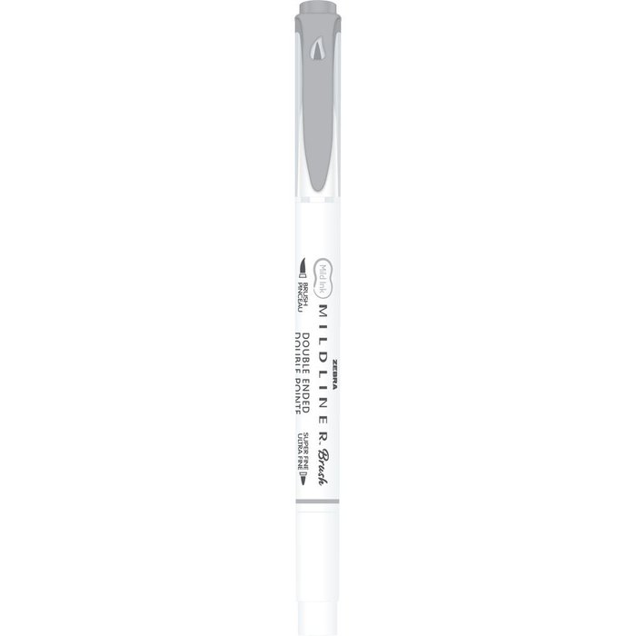 Rotulador Zebra Mildliner Doble Punta Pincel Gris | Zebra Pen | Pack 10 Unidades
