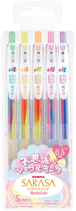BOLIGRAFO ZEBRA SARASA CLIP MARBLE 5 COLORES SURTIDOS | 1 UNIDADES | (ZEBRA PEN)