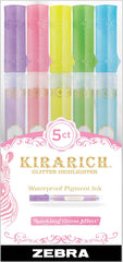 Rotulador Zebra Kirarich Glitter 5 Colores Surtidos | Zebra Pen | Pack 1 Unidades