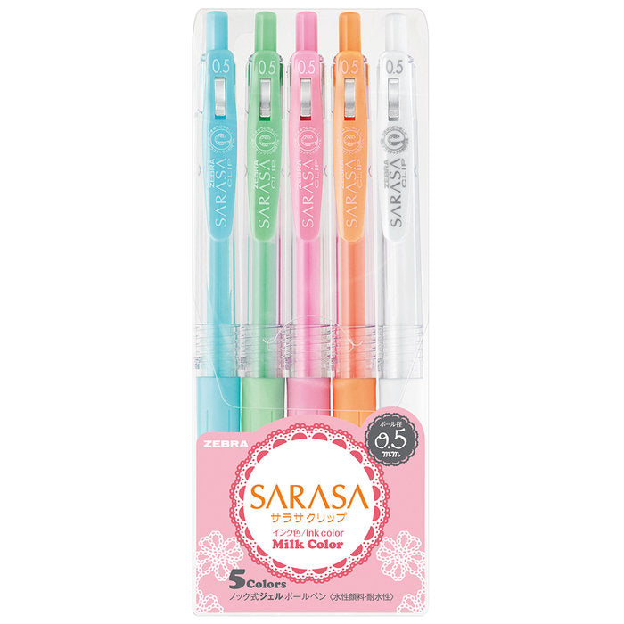 BOLIGRAFO ZEBRA SARASA GEL CLIP 0,5 MILK 5 COLORES SURTIDOS | 1 UNIDADES | (ZEBRA PEN) Imagen principal del producto