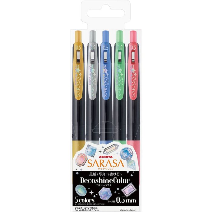 BOLIGRAFO ZEBRA SARASA CLIP DECOSHINE 5 COLORES BRILLANTES | 1 UNIDADES | (ZEBRA PEN)