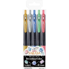 BOLIGRAFO ZEBRA SARASA CLIP DECOSHINE 5 COLORES BRILLANTES | 1 UNIDADES | (ZEBRA PEN)