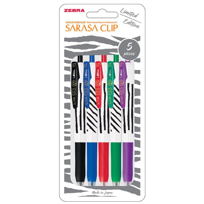 BOLIGRAFO ZEBRA SARASA CLIP STRIPES BLISTER 5 COLORES SURT | 1 UNIDADES | (ZEBRA PEN)