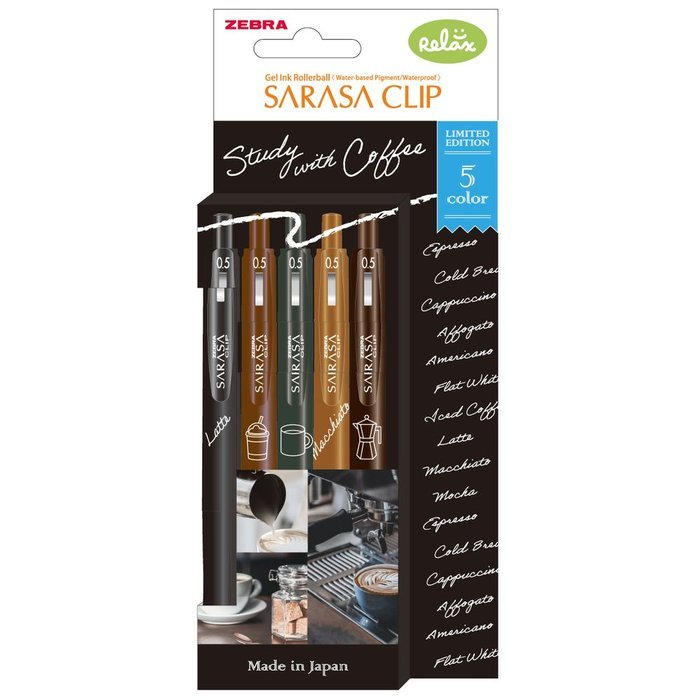 BOLIGRAFO ZEBRA SARASA CLIP GEL 5 COLORES COFFEE | 1 UNIDADES | (ZEBRA PEN) Imagen principal del producto
