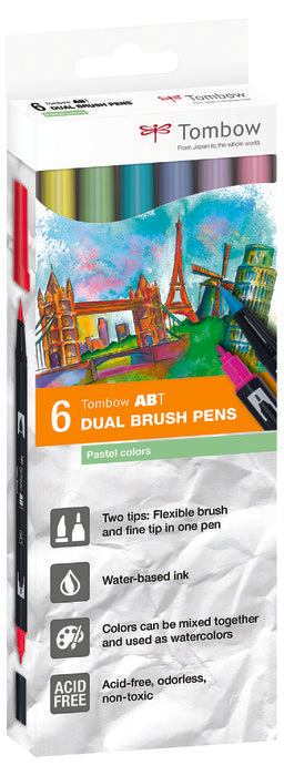 Rotulador Tombow Dual Brush Set 6 Colores Pastel Caja Carto | Tombow | Pack 1 Unidades Imagen principal del producto