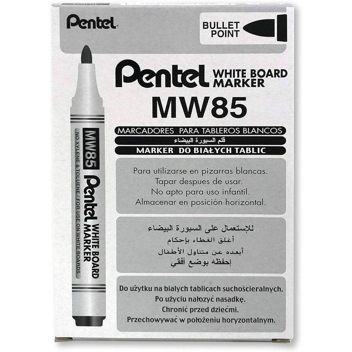 Rotulador Maxiflo Para Pizarra Blanca Trazo Fino Negro | Pentel | Pack 12 Unidades Imagen principal del producto