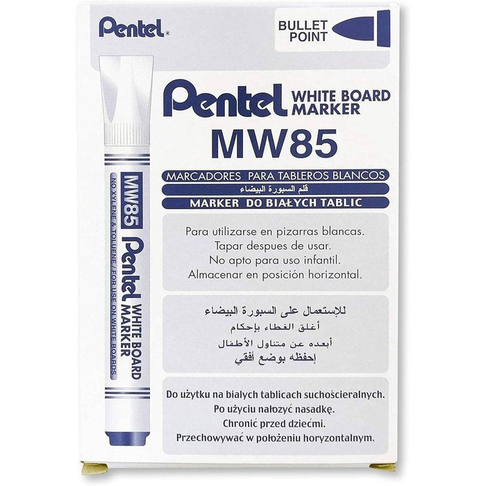 Rotulador Maxiflo Para Pizarra Blanca Trazo Fino Azul | Pentel | Pack 12 Unidades Imagen principal del producto