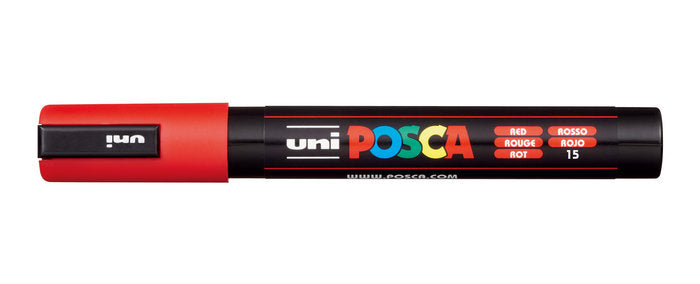 marcador uni posca pc-m5 color rojo punta 1,8-2,5mm
