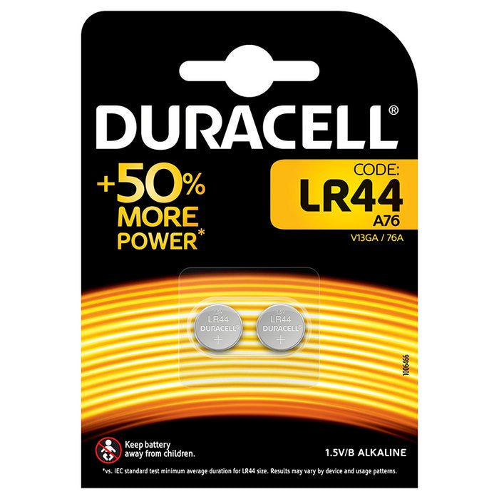 Pila Botón Alcalina Duracell LR44 1,5V Blister 2 Uds Imagen principal del producto