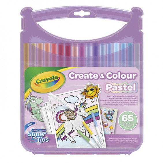Maletín Rotuladores Lavables 65 Piezas Colores Pastel Crayola Maletines