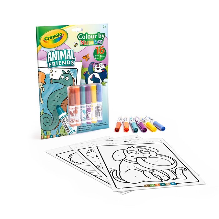 LIBRO COLOREA POR NUMEROS ANIMAL FRIENDS 6 ROTULADORES | CRAYOLA | 1 UNIDAD | 5010065073210
