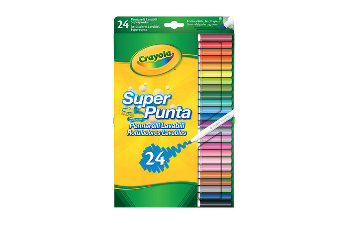Rotulador Crayola Super Punta Lavables 24 Colores Surtidos | Crayola | Pack 1 Unidades Imagen principal del producto