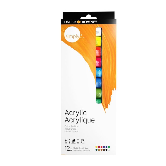 Estuche 12 Tubos 12ML Colores Acrilicos